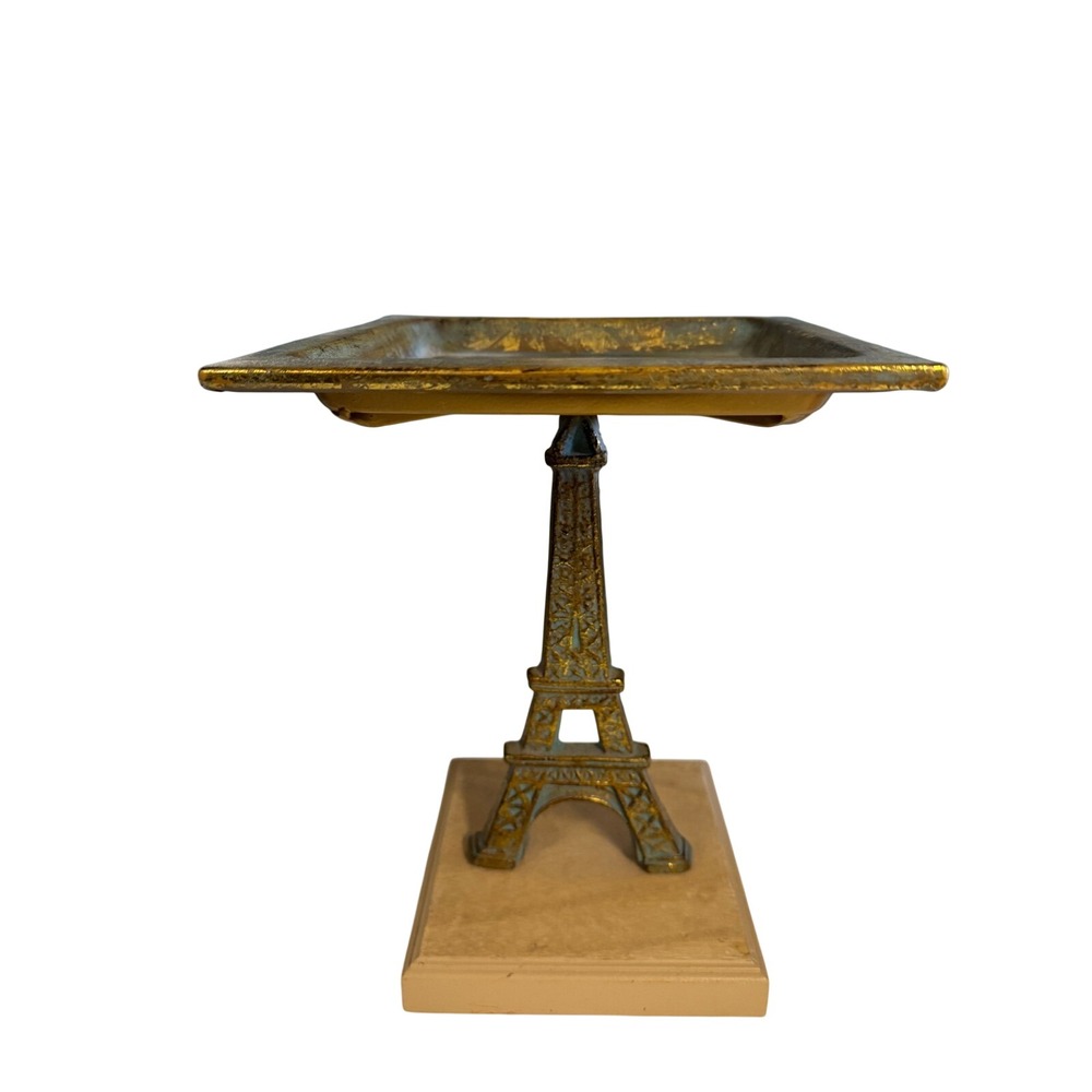 Eiffel Tower Pedestal Tray Gold Verdigris Parisian Decor Stand Gold leaf